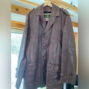 Borg Brown Leather Jacket